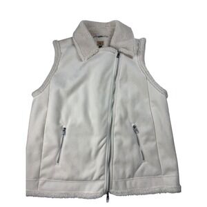 LRL Ralph Lauren Womens Lined Faux Suede Moto Vest Cream 2X, NWOT
